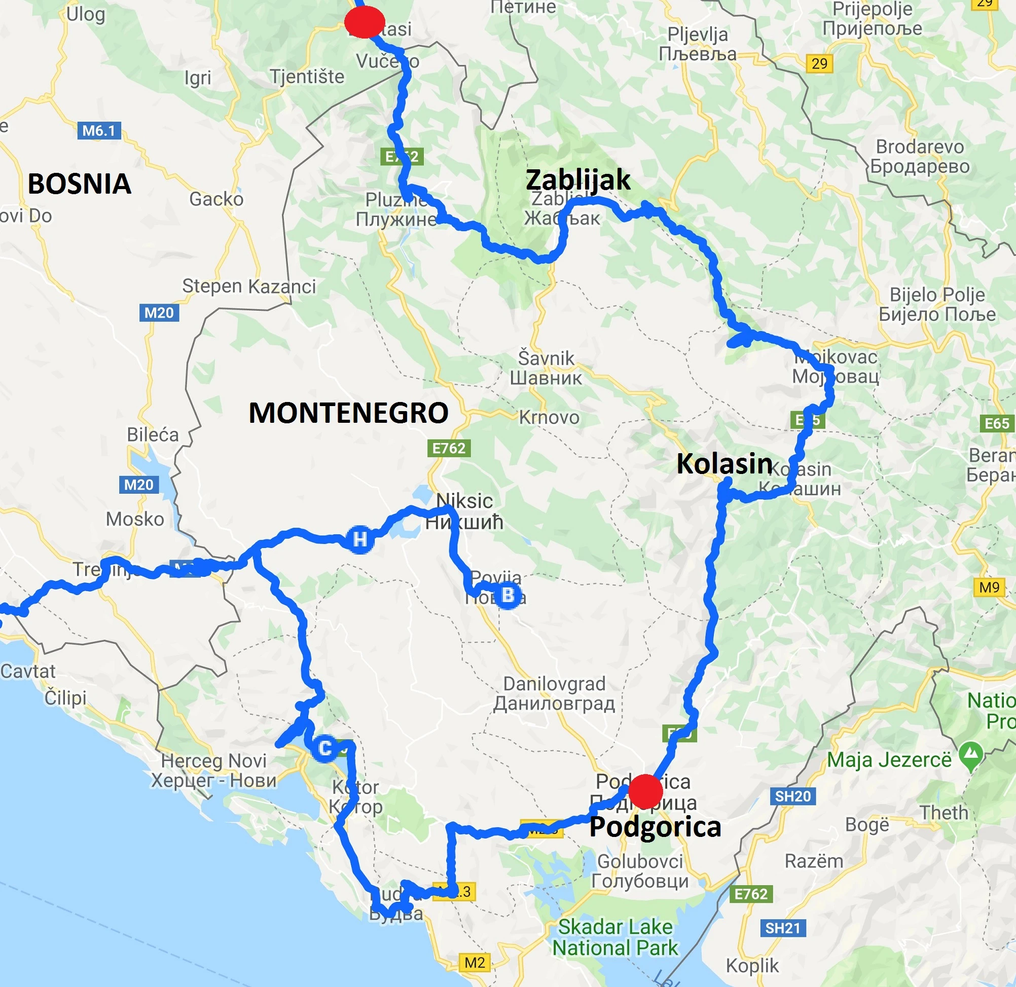 montenegro motorcycle route
