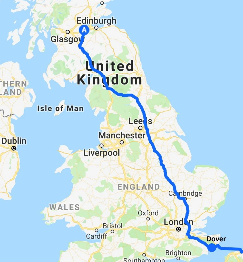 glasgow to dover route